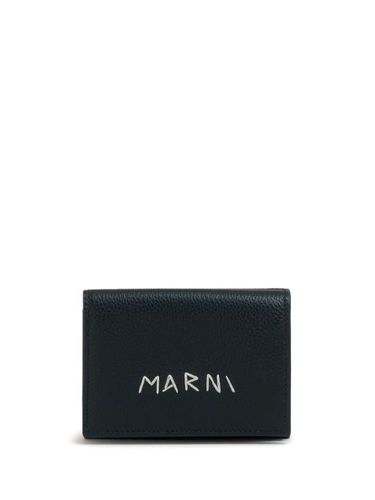 Portefeuille en cuir à logo brodé - Marni - Modalova