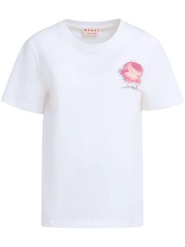 T-shirt en coton à fleurs appliquées - Marni - Modalova