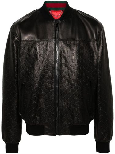 Veste bomber en cuir à motif GG - Gucci - Modalova