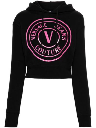 Hoodie crop à logo imprimé - Versace Jeans Couture - Modalova