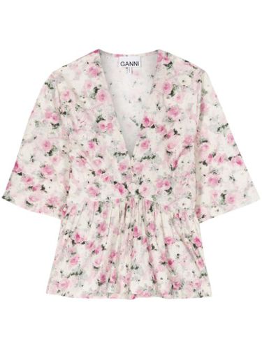 Blouse en coton biologique à fleurs - GANNI - Modalova