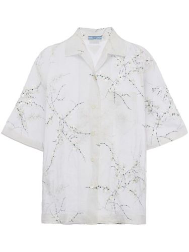 Chemise en soie transparente à fleurs brodées - Prada - Modalova