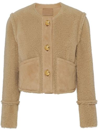Veste en peau lainée à coupe crop - Prada - Modalova