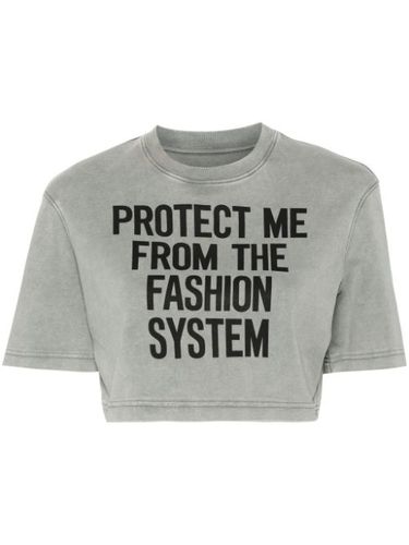 T-shirt crop à imprimé texte - Moschino - Modalova