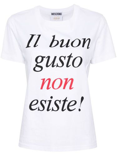 T-shirt en coton biologique à slogan imprimé - Moschino - Modalova