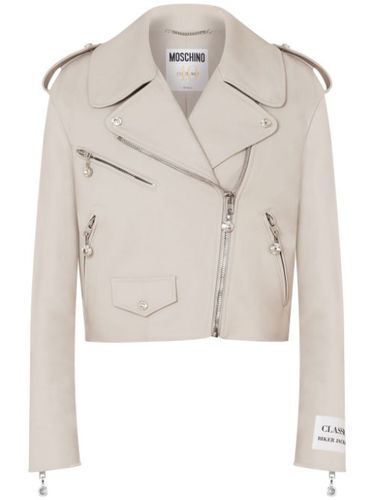 Veste de moto en cuir - Moschino - Modalova