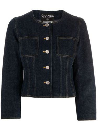 Veste en jean 1997 à design sans col - CHANEL Pre-Owned - Modalova