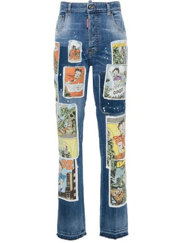 Jean droit à détails de patchs - DSQUARED2 - Modalova