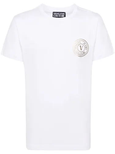 T-shirt en coton à logo floqué - Versace Jeans Couture - Modalova