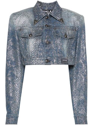 Veste en jean Animalier à coupe crop - Versace Jeans Couture - Modalova