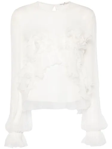 Blouse en soie à applique fleur - Ermanno Scervino - Modalova