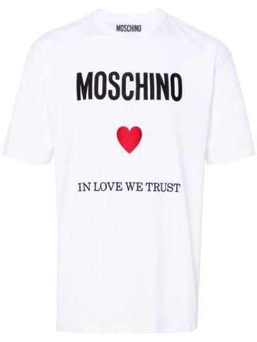 T-shirt en coton à logo brodé - Moschino - Modalova