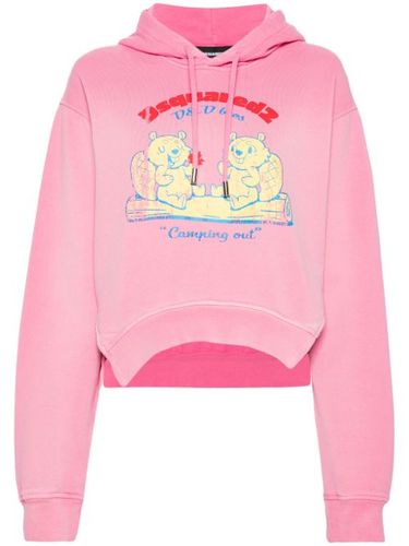 Hoodie crop à imprimé graphique - DSQUARED2 - Modalova