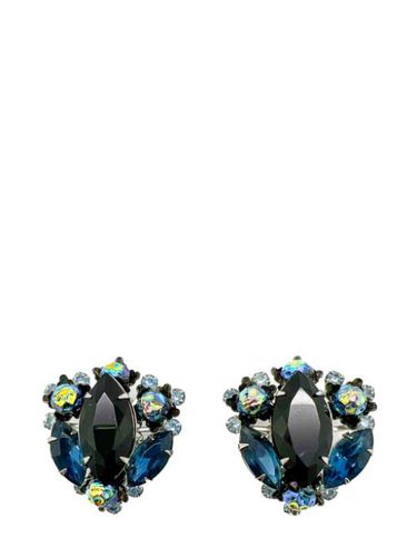 Vintage Judy Lea Black & Navy Navette Earrings 1950s - Jennifer Gibson Jewellery - Modalova