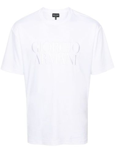 T-shirt en coton à logo brodé - Giorgio Armani - Modalova