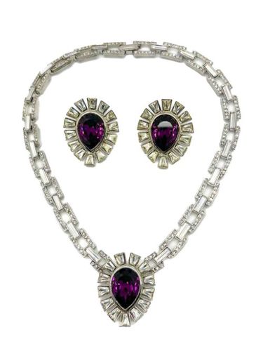 Vintage Amethyst Teardrop Necklace & Earrings Set 1980s - Jennifer Gibson Jewellery - Modalova