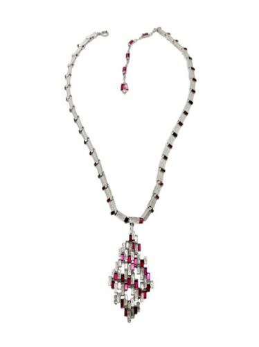 Vintage Modernist Ruby Crystal Necklace 1960s - Jennifer Gibson Jewellery - Modalova