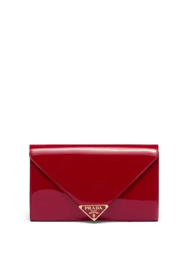 Pochette en cuir à logo triangle - Prada - Modalova