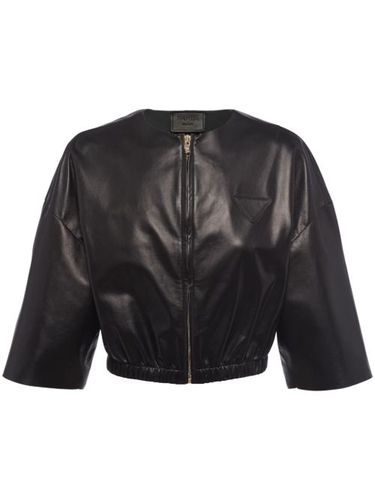 Veste bomber crop en cuir - Prada - Modalova