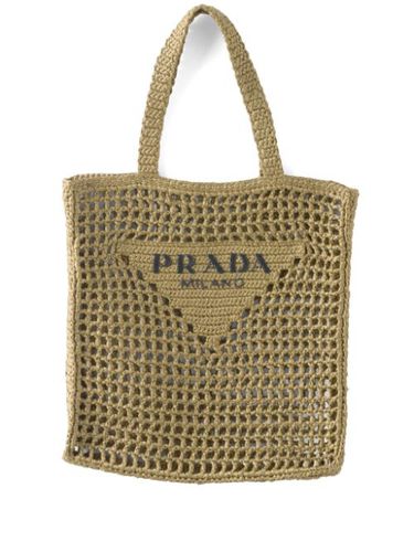 Sac cabas en raphia à logo triangle - Prada - Modalova