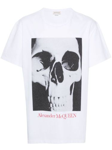 T-shirt en coton à imprimé tête de mort - Alexander McQueen - Modalova