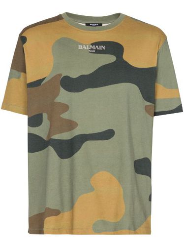 T-shirt en coton à imprimé camouflage - Balmain - Modalova