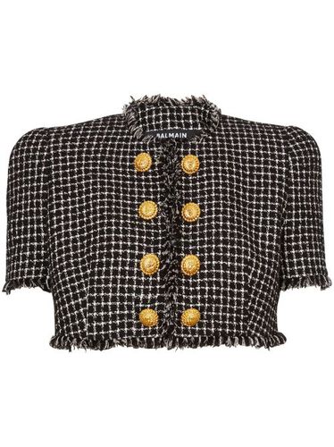 Veste en tweed à coupe crop - Balmain - Modalova