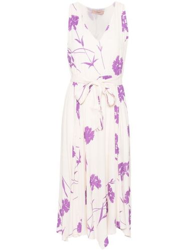 Robe longue en crêpe à fleurs - TWINSET - Modalova