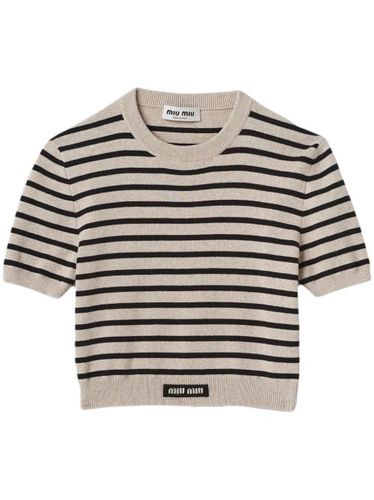 Pull rayé à manches courtes - Miu Miu - Modalova