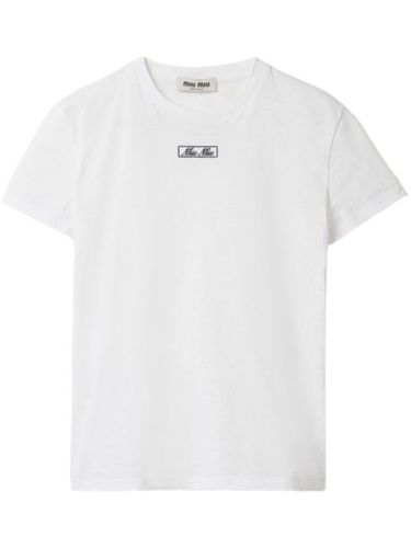 T-shirt en coton à logo brodé - Miu Miu - Modalova