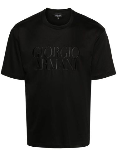 T-shirt en coton à logo brodé - Giorgio Armani - Modalova