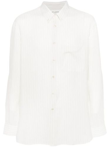 Chemise rayée à logo brodé - Saint Laurent - Modalova