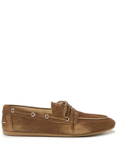 Mocassins en daim à logo embossé - Miu Miu - Modalova