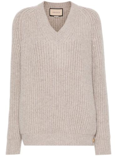 Pull en maille épaisse à col v - Gucci - Modalova