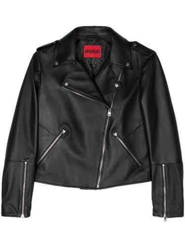 HUGO veste de moto en cuir - Noir - HUGO - Modalova