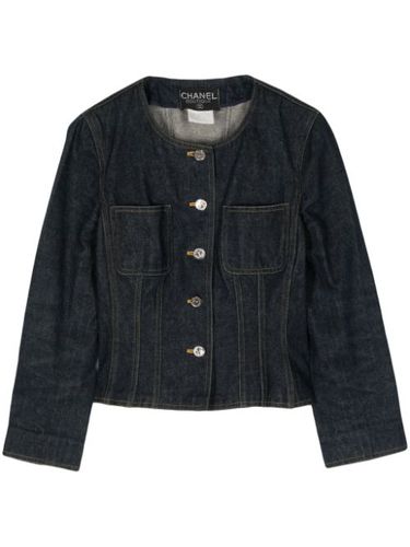 Veste en jean 1996 à design sans col - CHANEL Pre-Owned - Modalova