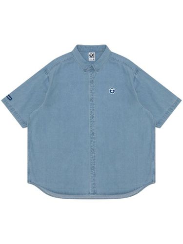 Chemise en jean délavé à patch Ape - AAPE BY *A BATHING APE® - Modalova