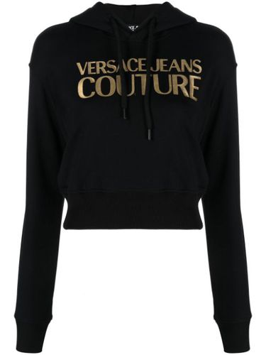 Hoodie en coton à logo strassé - Versace Jeans Couture - Modalova