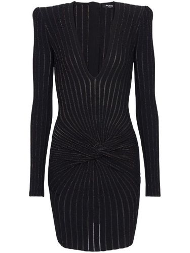Robe en maille nervurée à manches longues - Balmain - Modalova