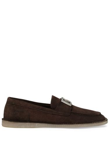 Mocassins en daim à plaque logo - Dolce & Gabbana - Modalova