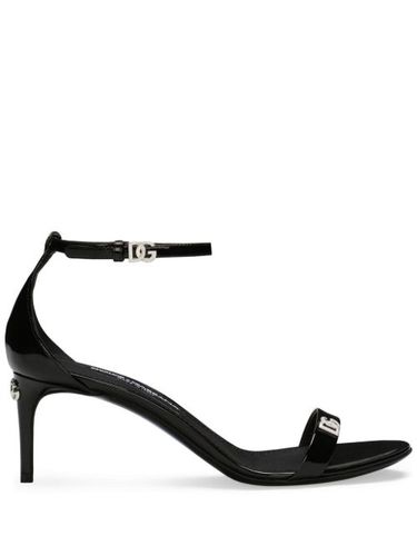 Sandales en cuir verni à plaque logo - Dolce & Gabbana - Modalova