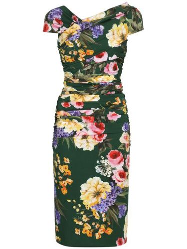 Robe froncée mi-longue à fleurs - Dolce & Gabbana - Modalova