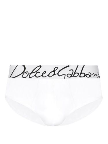 Slip en coton stretch à taille logo - Dolce & Gabbana - Modalova