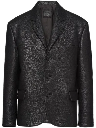 Veste en cuir à simple boutonnage - Prada - Modalova