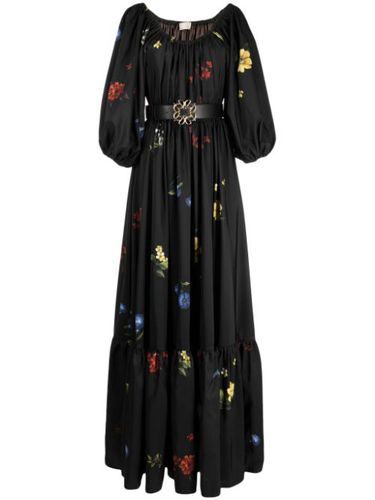 Robe longue en satin à fleurs - Elie Saab - Modalova