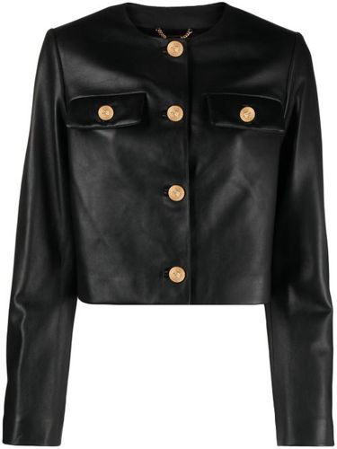 Veste en cuir à épaulettes - Versace - Modalova