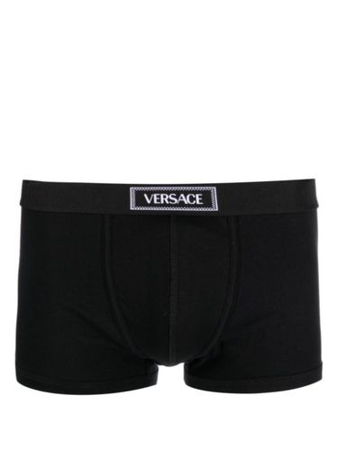 Boxer en coton à bande logo 90s - Versace - Modalova