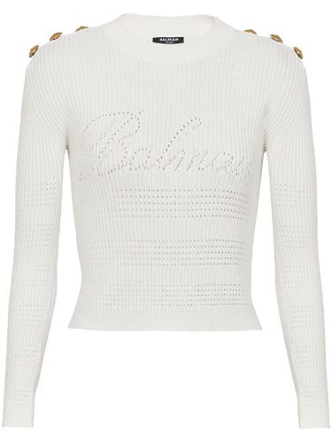 Pull 6-Button en maille nervurée - Balmain - Modalova