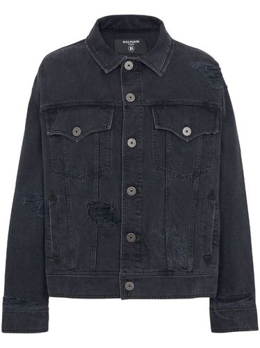 Veste en jean à effet usé - Balmain - Modalova