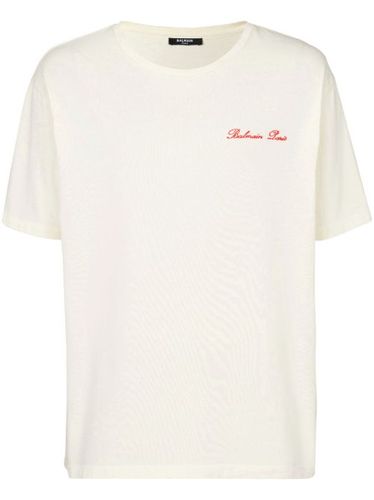 T-shirt en coton à logo brodé - Balmain - Modalova